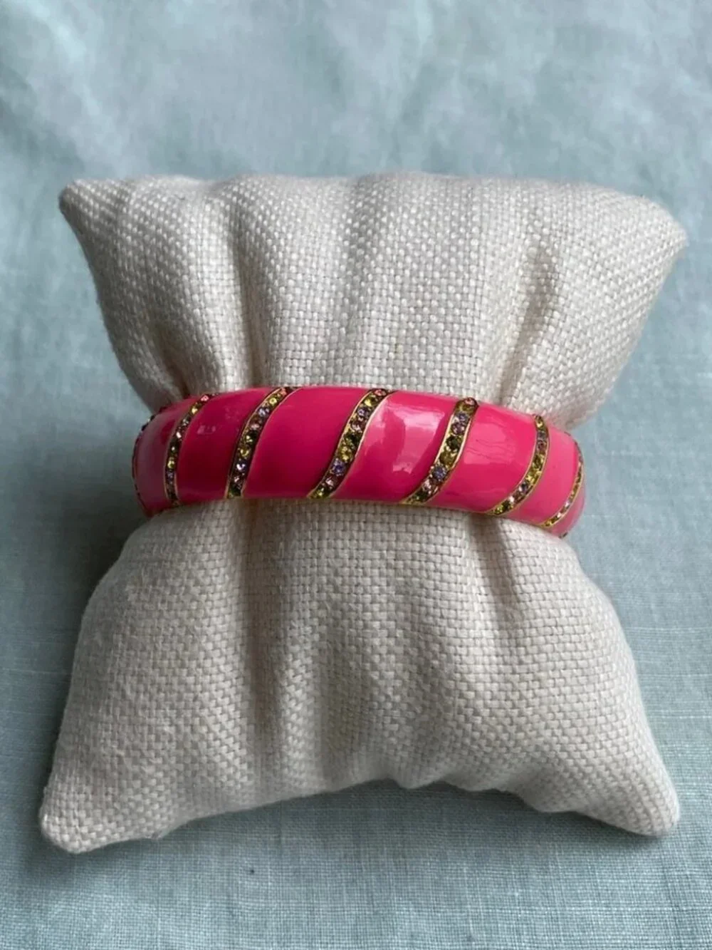 Kate Spade pink enamel rainbow crystal Lollie bangle bracelet - Picture 2 of 9